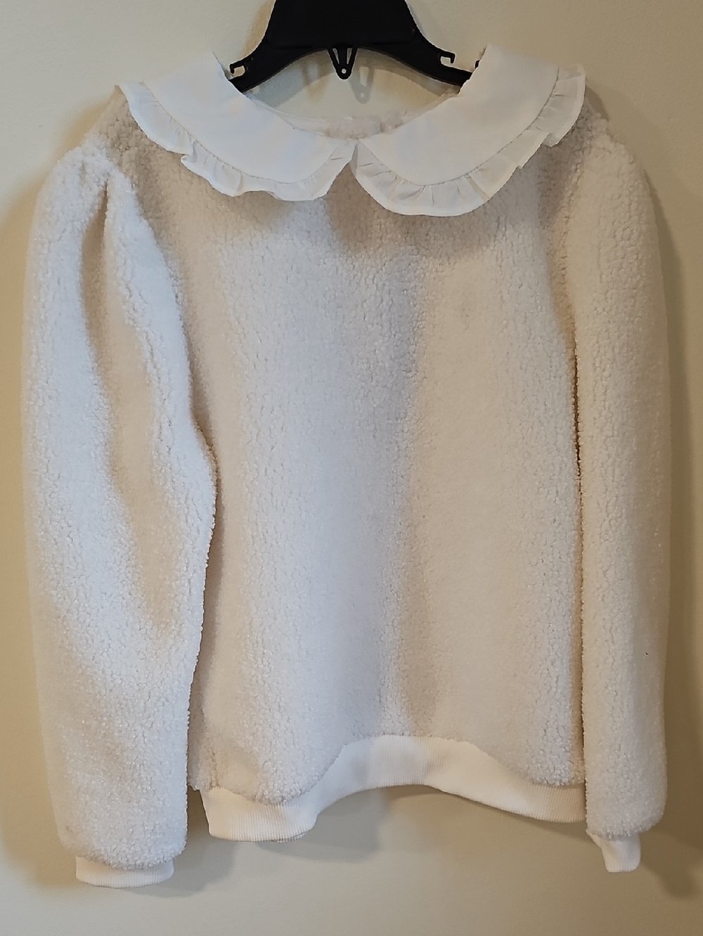 Janie and Jack Cream Sherpa Pullover with Ruffled Collar